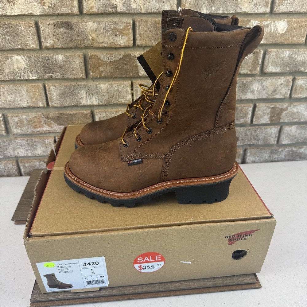 Red Wing Shoes 4420 LoggerMax Leather Work Boots Steel Toe Brown Sz 9D